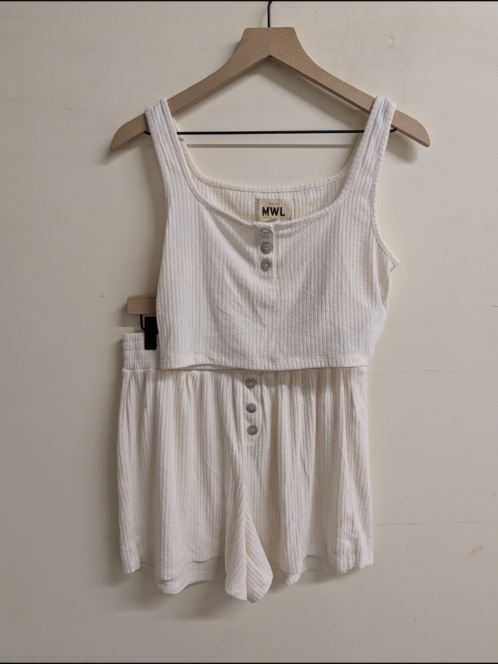 Madewell Mwl Cream Ribbed Button Sleep Set New With Tags M/L - Picture 2 of 8